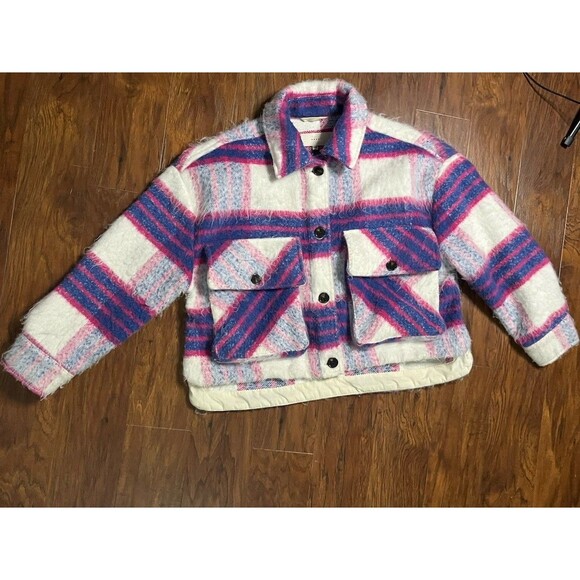 BlankNYC Women’s Cropped Plaid Shacket Cozy Button Front Jacket XS - Picture 7 of 7